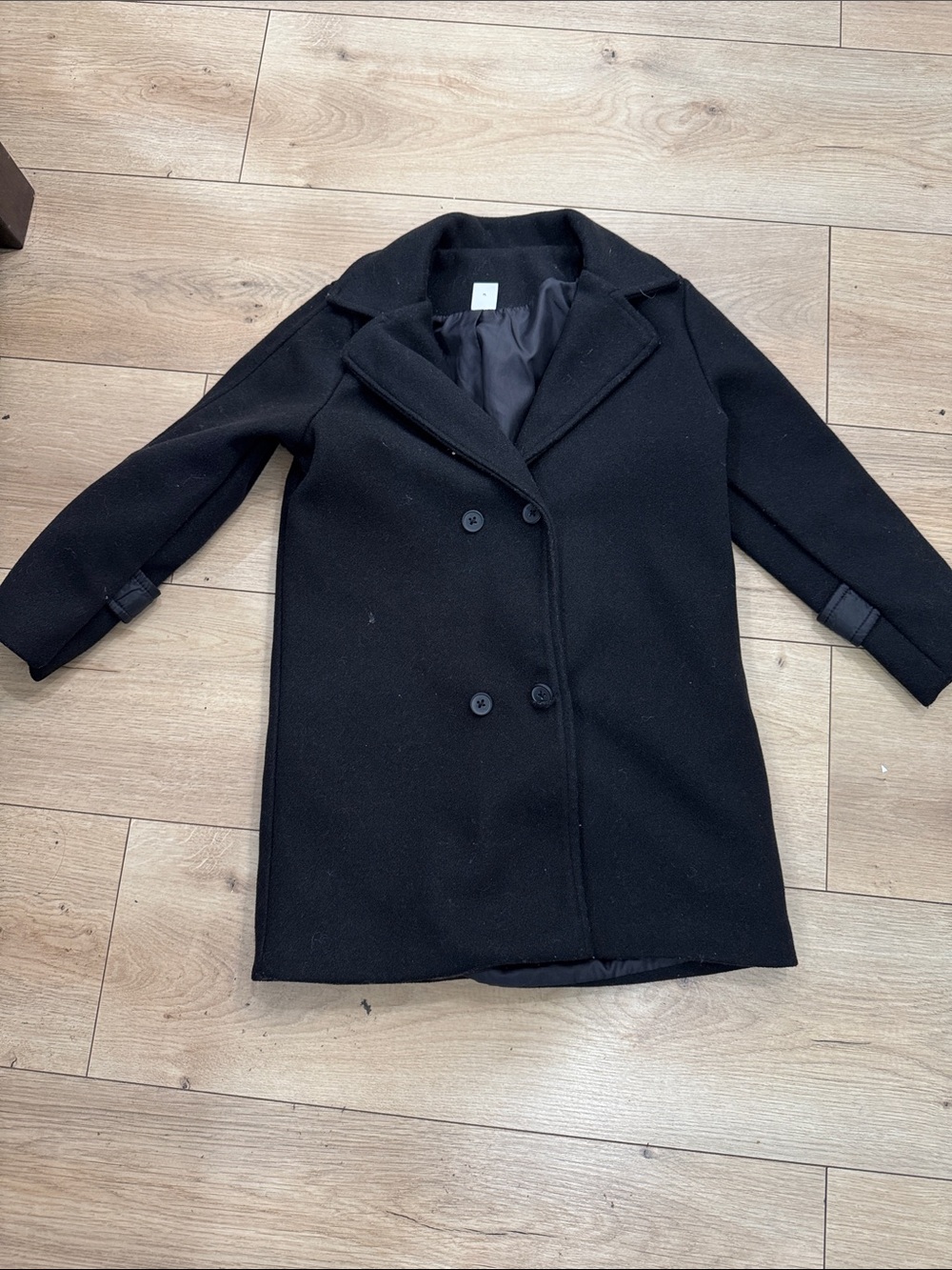 Classic Black Double-Breasted Kids Coat